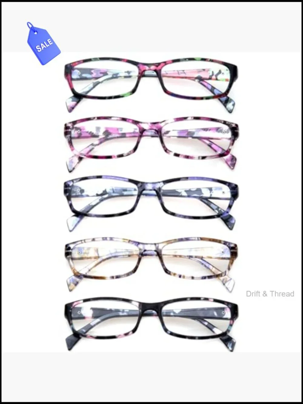 5 Pack Reading Glasses Spring Hinge Fashion Ladies Readers